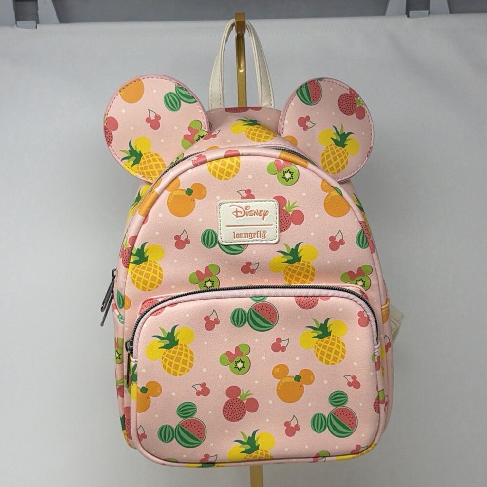 Disney Loungefly Mickey Minnie Fruit Ear Mini Backpack Pink Retired Vaulted